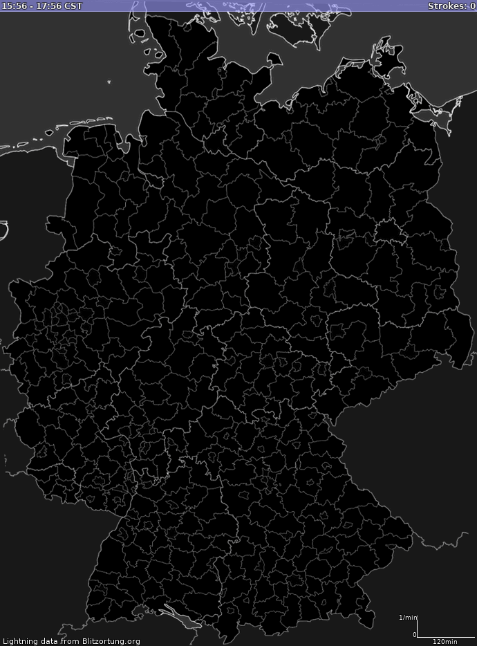 Lightning map Germany 2023-10-21 21:32:01 CST